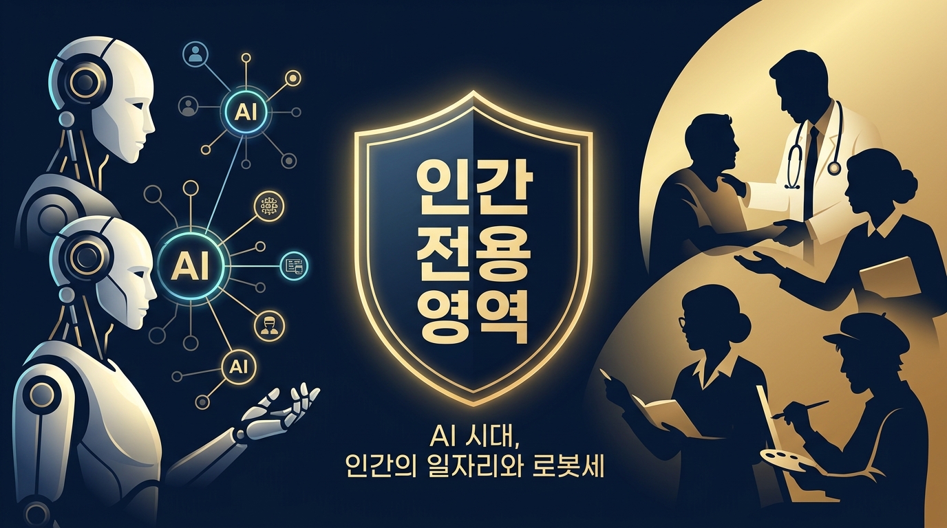 빌 게이츠 제안 AI 시대 인간 전용 직업 및 로봇세 개념 인포그래픽 커버