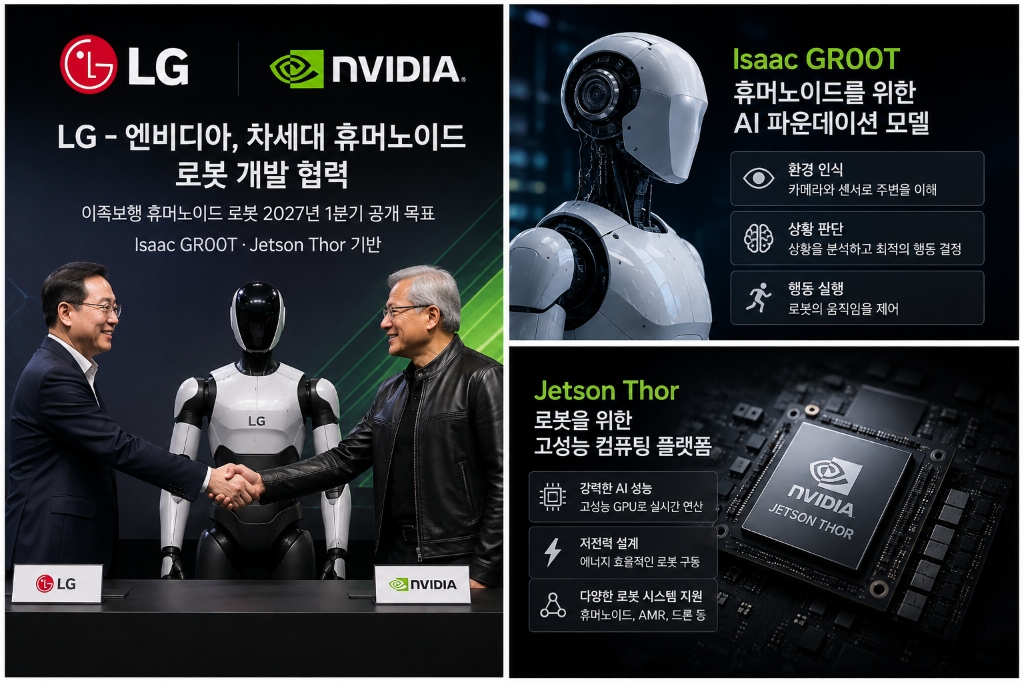LG와 엔비디아 차세대 휴머노이드 로봇 개발 협력 인포그래픽 카드뉴스