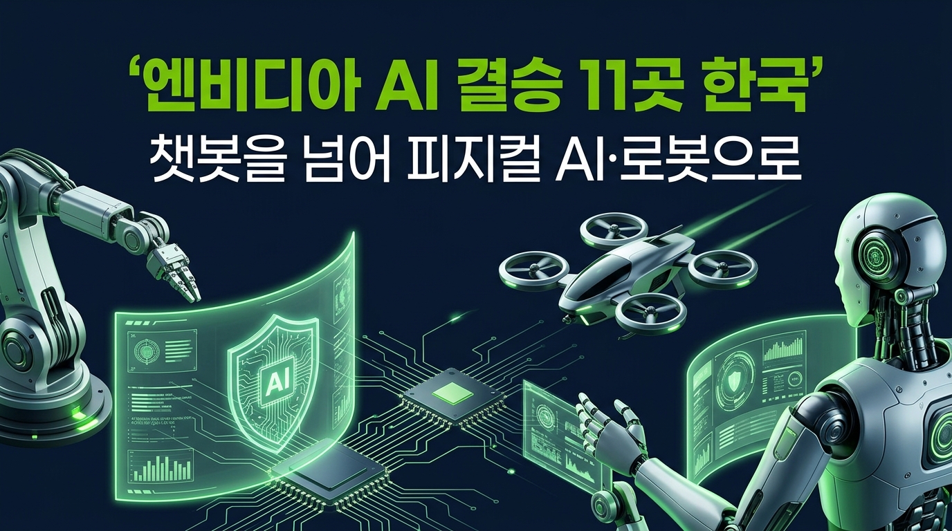 엔비디아 AI 결승 20곳 중 11곳 한국 선정 및 피지컬 AI 로봇 보안 분석 커버 카드뉴스