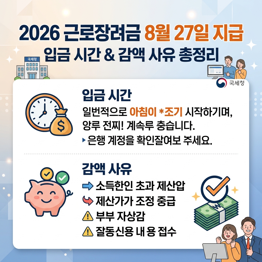 2026 근로장려금 8월 27일 조기 지급일 커버 이미지